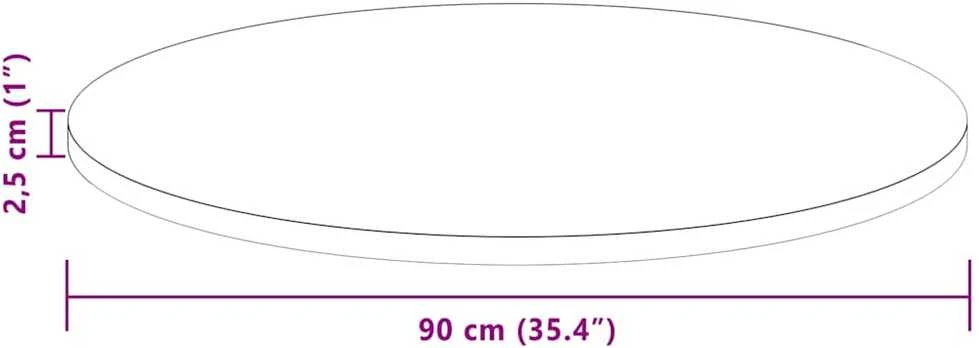 Stalo viršus Ø 90 x 2,5 cm Apvali Kietas ąžuolo medis