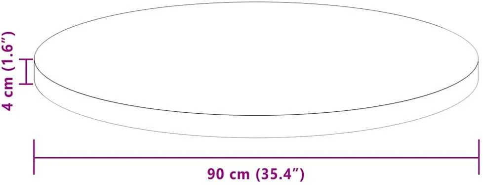 Stalo viršus Ø 90 x 4 cm Apvali Kietas ąžuolo medis