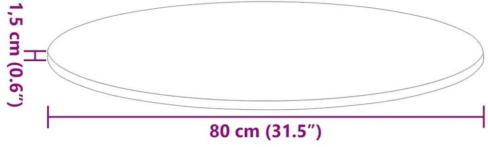 Stalo viršus Ø 80 x 1,5 cm Apvali Apdirbta mediena