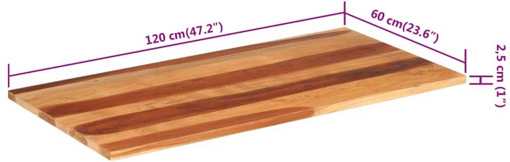 Stalviršis, 120x60x(2,5–2,7)cm, akacijos medienos masyvas