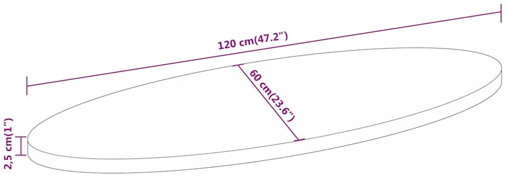 Stalviršis, 120x60x2,5cm, akacijos masyvas, ovalo formos