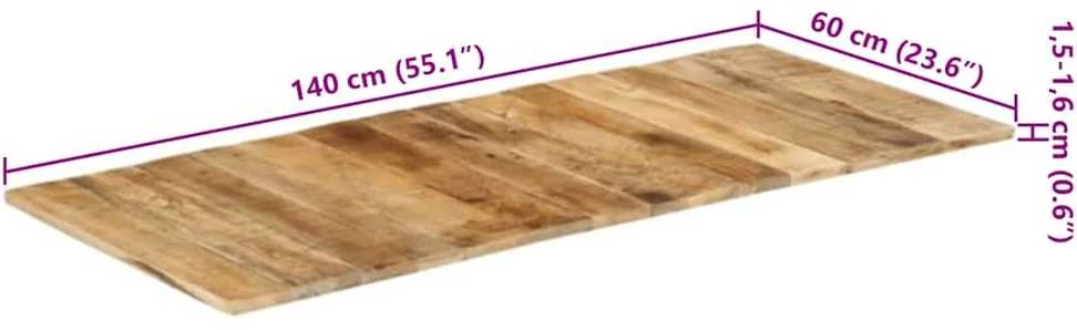 Stalviršis, 140x60cm, mango medienos masyvas, 15–16mm