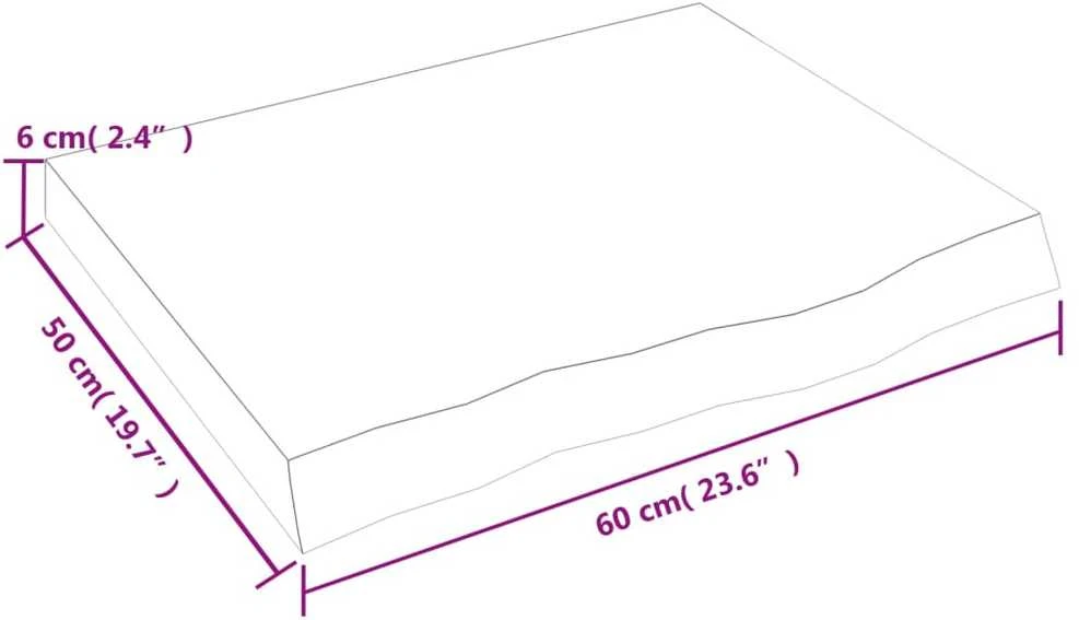 Stalviršis, 60x50x(2–6)cm, neapdorotas ąžuolo medienos masyvas