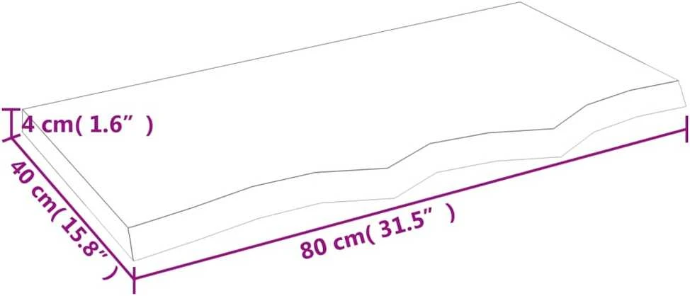 Stalviršis, 80x40x(2–4)cm, neapdorotas ąžuolo medienos masyvas