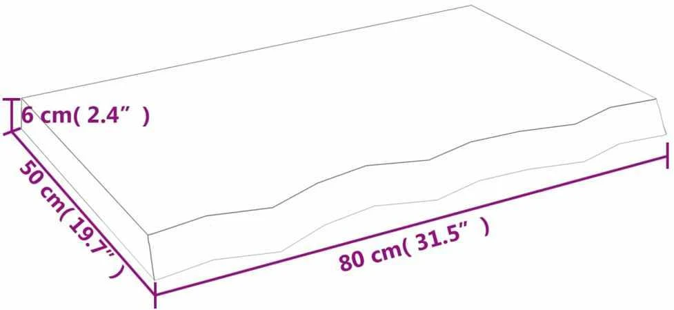Stalviršis, 80x50x(2–6)cm, neapdorotas ąžuolo medienos masyvas