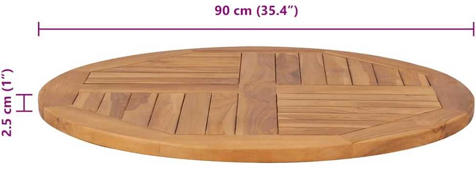 Stalviršis, 90cm, tikmedžio medienos masyvas, apskritas, 2,5cm