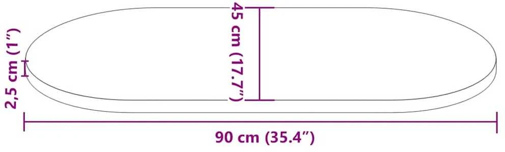 Stalviršis, 90x45x2,5cm, pušies medienos masyvas, ovalus
