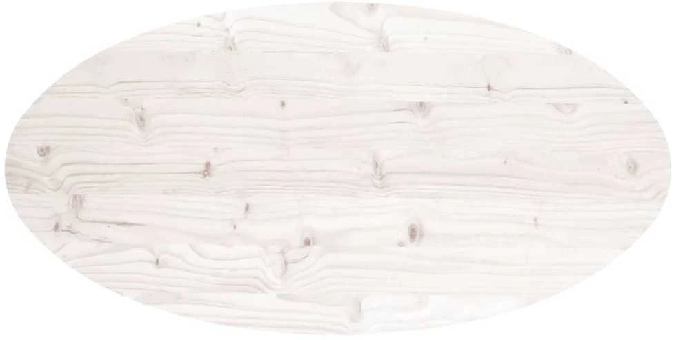 Stalviršis, baltas, 100x50x2,5cm, pušies masyvas, ovalus