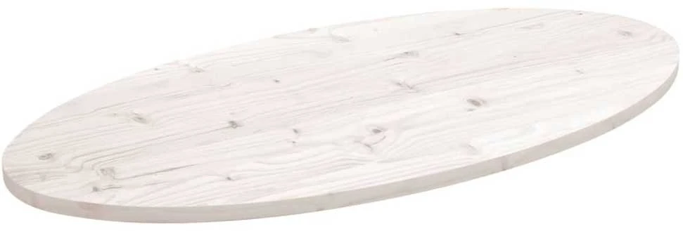 Stalviršis, baltas, 100x50x2,5cm, pušies masyvas, ovalus