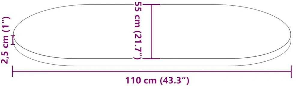 Stalviršis, baltas, 110x55x2,5cm, pušies masyvas, ovalus