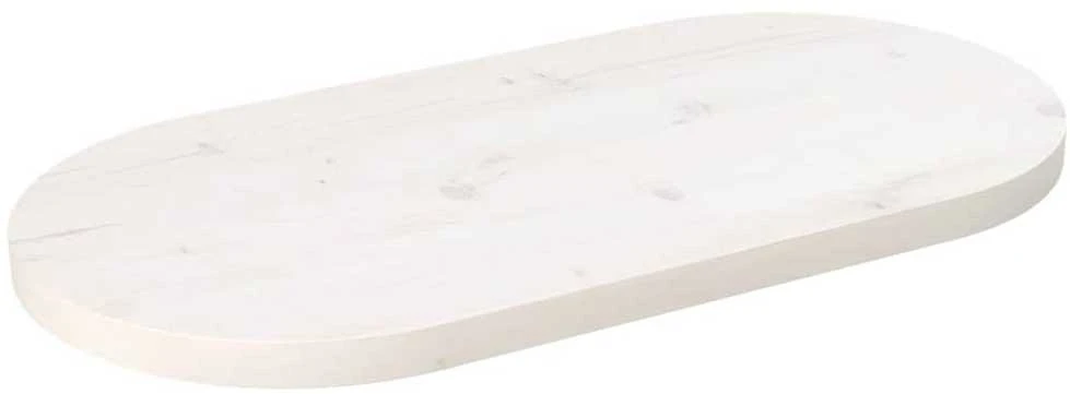Stalviršis, baltas, 70x35x2,5cm, pušies masyvas, ovalus