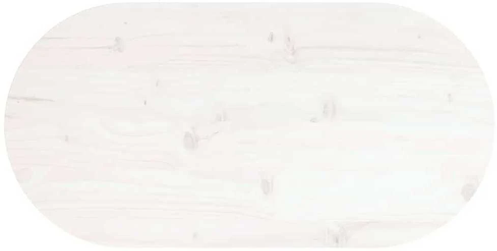 Stalviršis, baltas, 80x40x2,5cm, pušies masyvas, ovalus