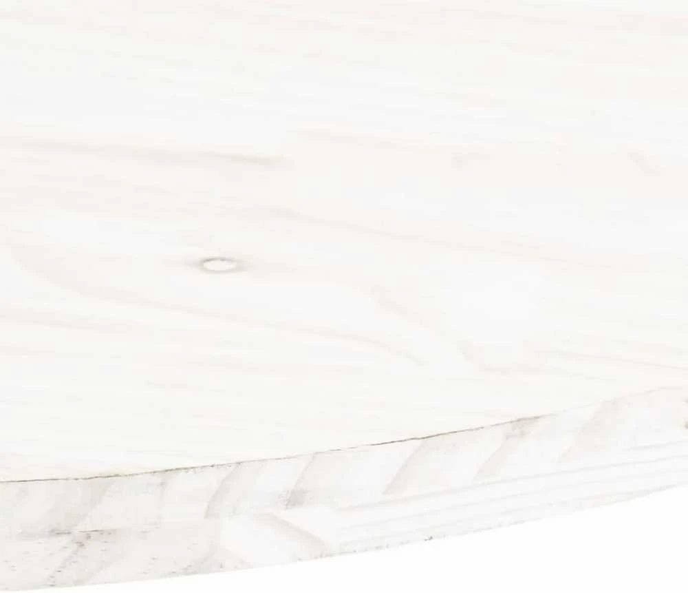 Stalviršis, baltas, 90x45x2,5cm, pušies masyvas, ovalus