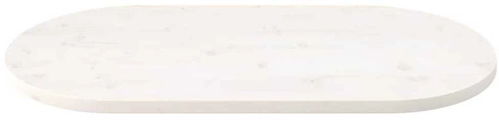 Stalviršis, baltas, 90x45x2,5cm, pušies masyvas, ovalus