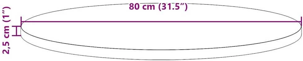 Stalviršis, baltas, skersmuo 80x2,5cm, pušies medienos masyvas