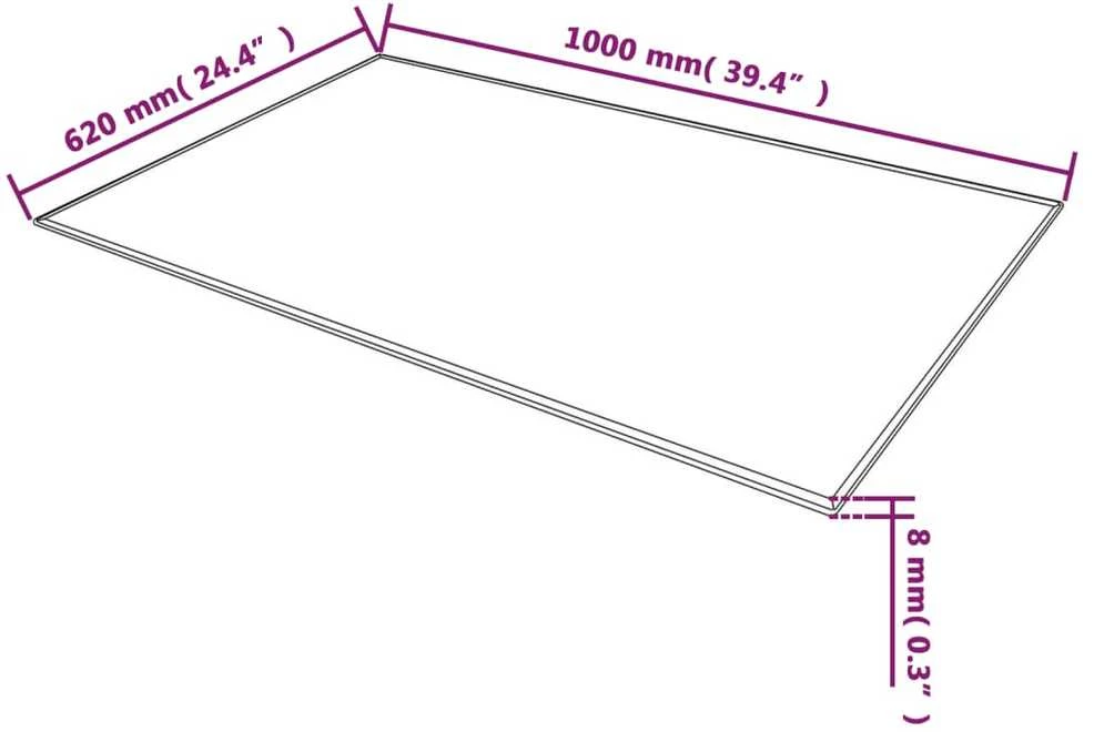 Stalviršis, grūdintas stiklas, stačiakampio forma, 1000x620mm