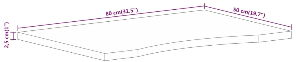 stalviršis su išlenkta 80x50x2,5 cm medžio masyvo grubus mango