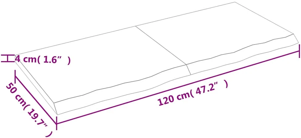 Stalviršis, šviesiai rudas, 120x50x(2-4) cm, medienos masyvas