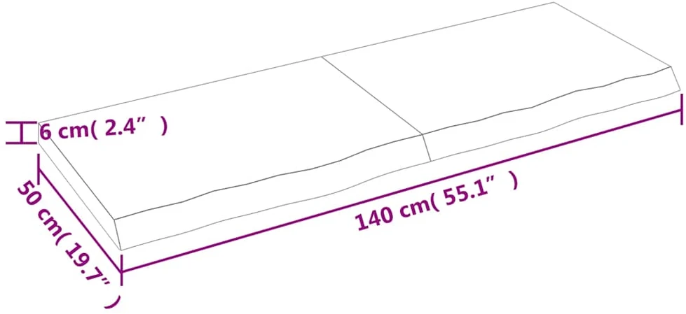 Stalviršis, šviesiai rudas, 140x50x(2-6) cm, medienos masyvas