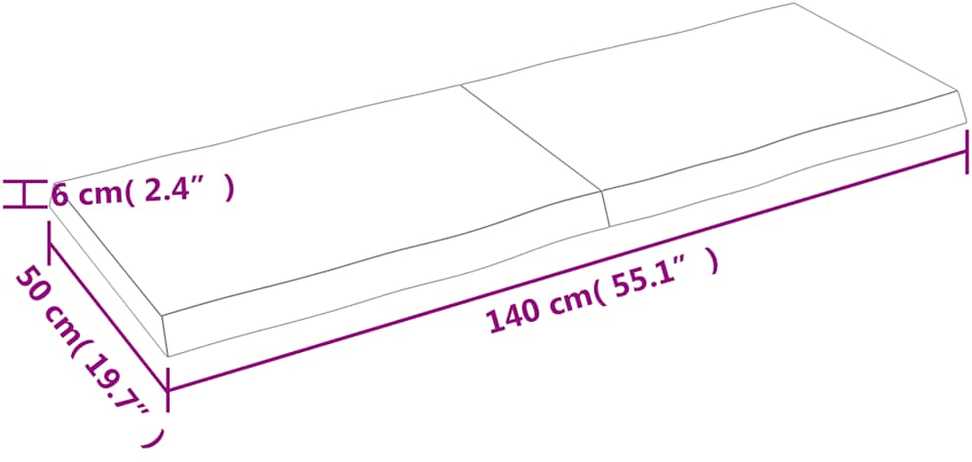 Stalviršis, šviesiai rudas, 140x50x(2-6) cm, medienos masyvas