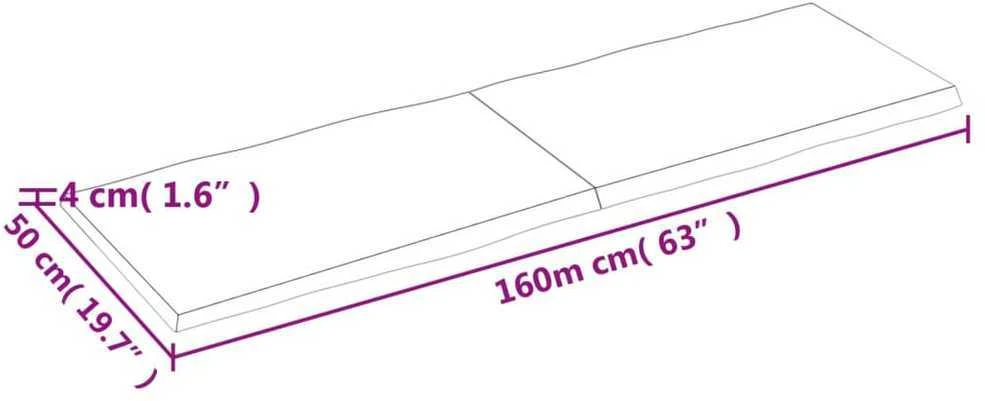 Stalviršis, šviesiai rudas, 160x50x(2-4) cm, medienos masyvas