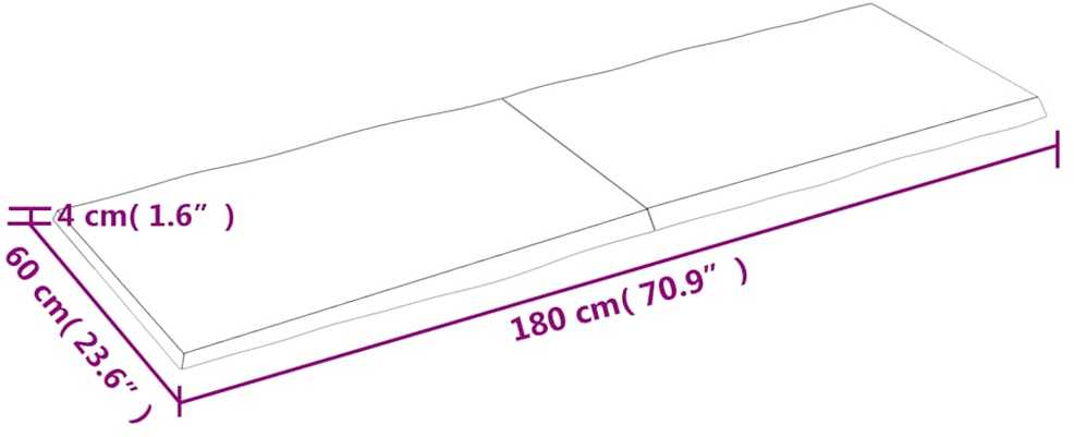 Stalviršis, šviesiai rudas, 180x60x(2-4) cm, medienos masyvas