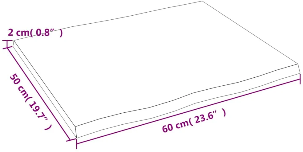 Stalviršis, šviesiai rudas, 60x50x2cm, ąžuolo medienos masyvas