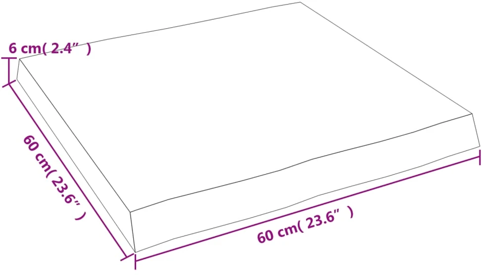 Stalviršis, šviesiai rudas, 60x60x(2-6) cm, medienos masyvas