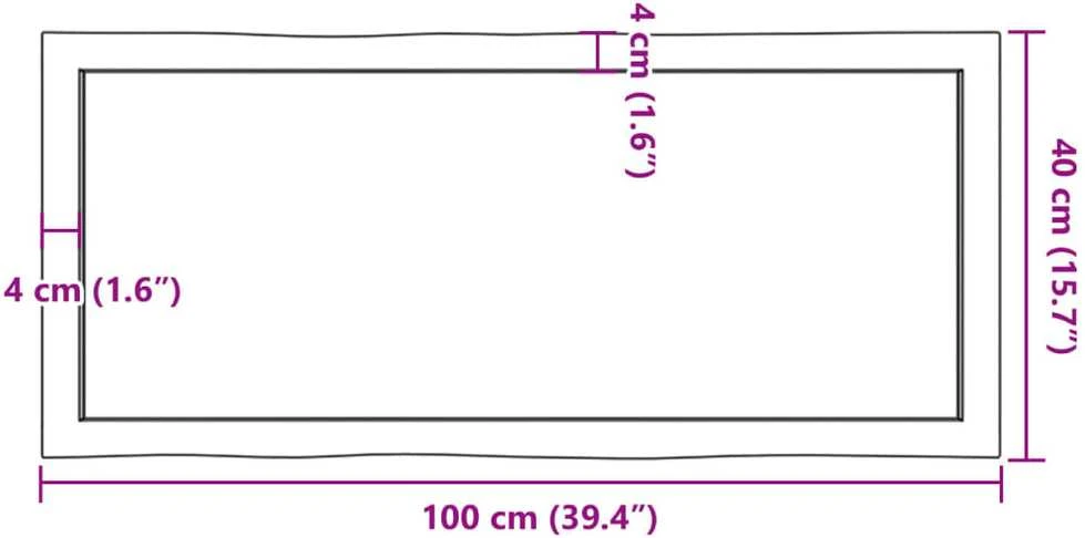 Stalviršis, tamsiai ruda, 100x40x(2-4) cm, medienos masyvas