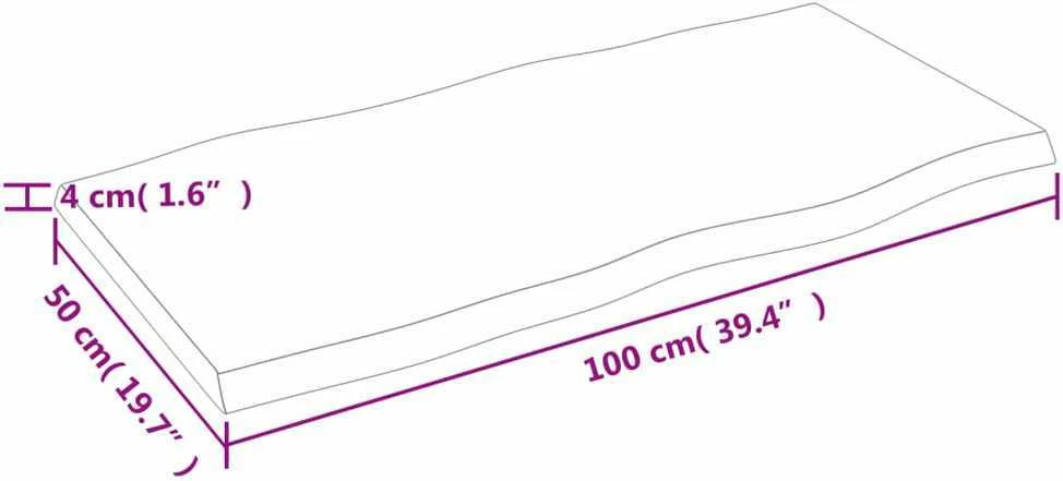 Stalviršis, tamsiai ruda, 100x50x(2-4) cm, medienos masyvas