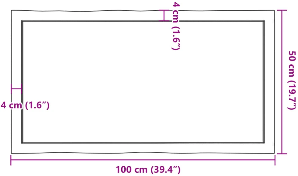 Stalviršis, tamsiai ruda, 100x50x(2-4) cm, medienos masyvas
