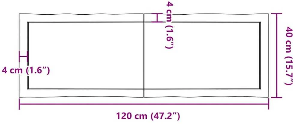 Stalviršis, tamsiai ruda, 120x40x(2-4) cm, medienos masyvas