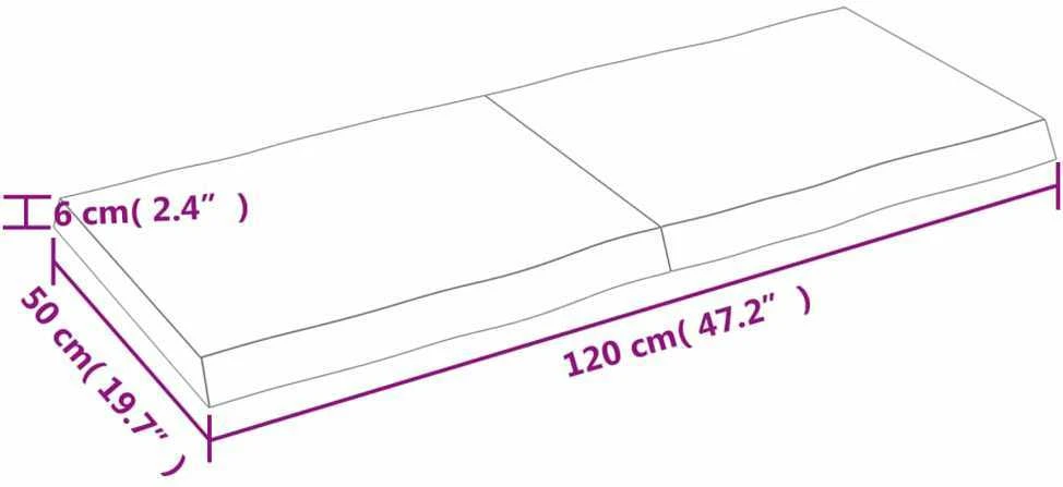 Stalviršis, tamsiai ruda, 120x50x(2-6) cm, medienos masyvas