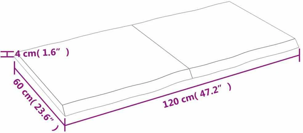 Stalviršis, tamsiai ruda, 120x60x(2-4) cm, medienos masyvas