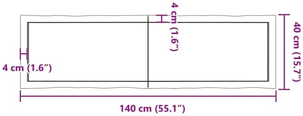 Stalviršis, tamsiai ruda, 140x40x(2-6) cm, medienos masyvas