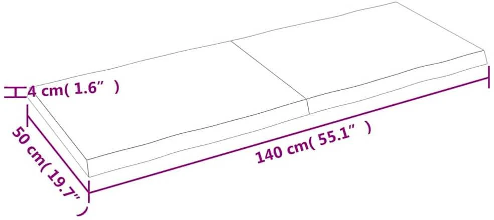 Stalviršis, tamsiai ruda, 140x50x(2-4) cm, medienos masyvas