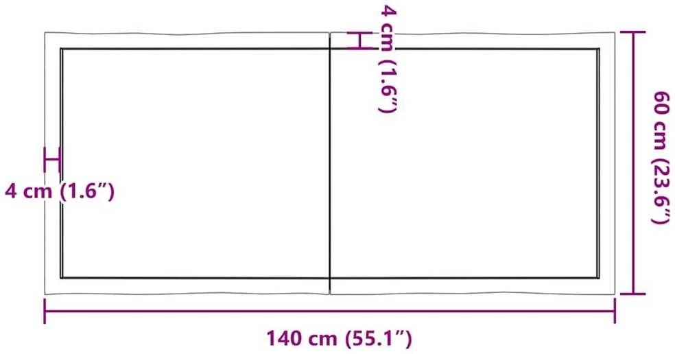 Stalviršis, tamsiai pilkas, 140x60x6 cm, ąžuolo masyvas
