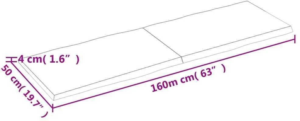 Stalviršis, tamsiai ruda, 160x50x(2-4) cm, medienos masyvas