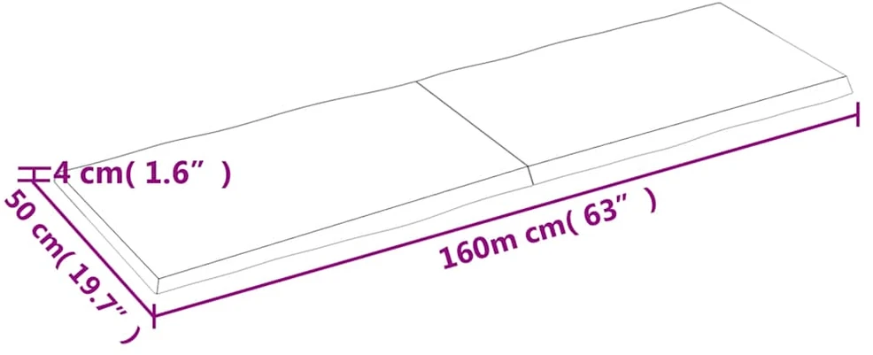 Stalviršis, tamsiai ruda, 160x50x(2-4) cm, medienos masyvas