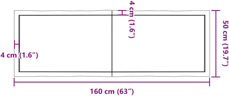 Stalviršis, tamsiai ruda, 160x50x(2-4) cm, medienos masyvas