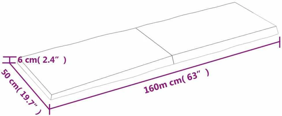 Stalviršis, tamsiai ruda, 160x50x(2-6) cm, medienos masyvas