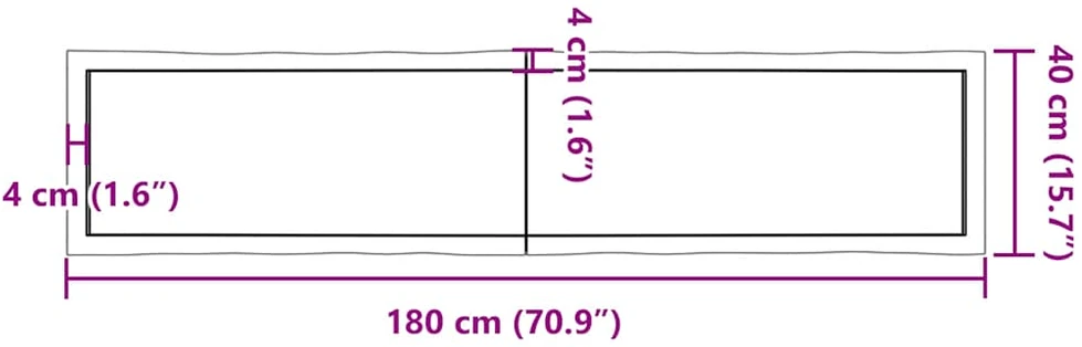 Stalviršis, tamsiai ruda, 180x40x(2-6) cm, medienos masyvas