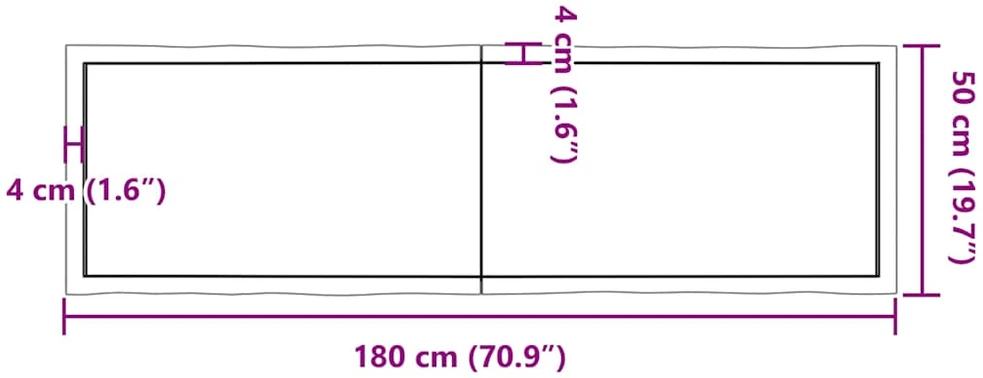 Stalviršis, tamsiai ruda, 180x50x(2-6) cm, medienos masyvas