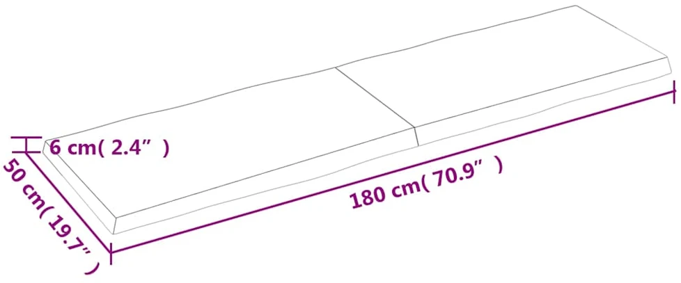 Stalviršis, tamsiai ruda, 180x50x(2-6) cm, medienos masyvas