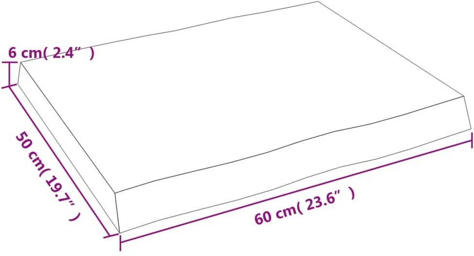 Stalviršis, tamsiai ruda, 60x50x(2–6)cm, medienos masyvas