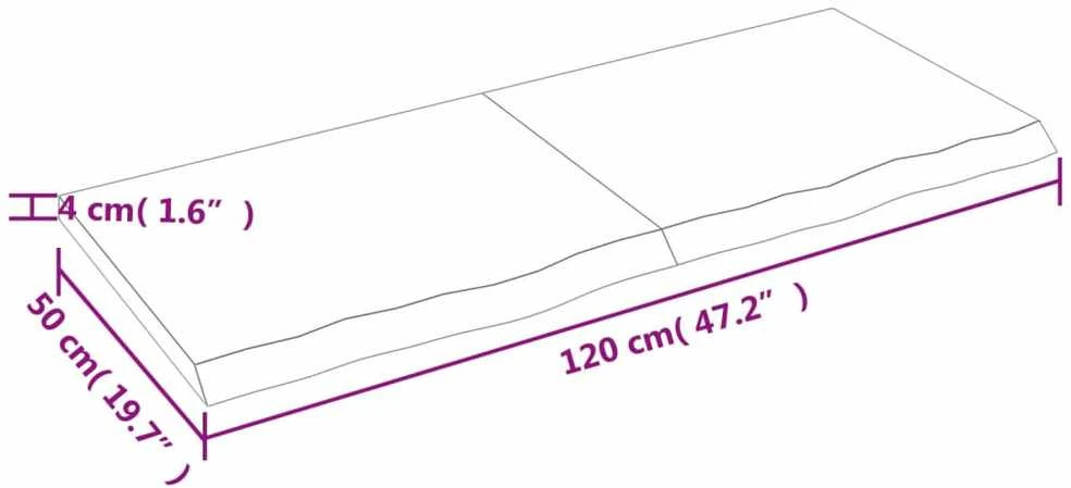 Stalviršis, tamsiai rudas, 120x50x(2-4) cm, ąžuolo masyvas