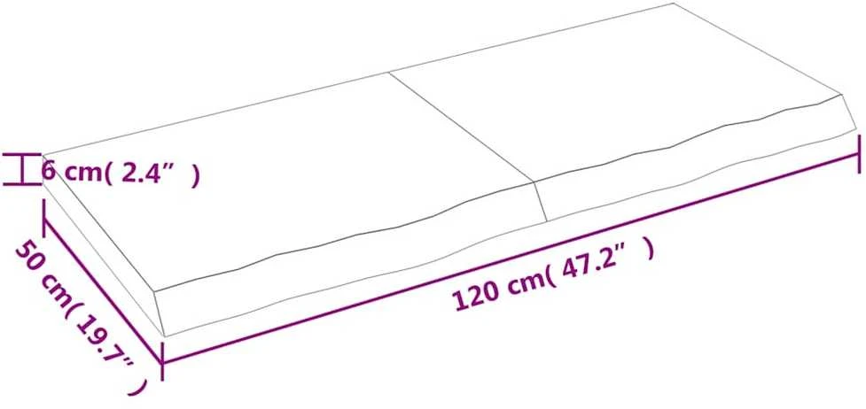 Stalviršis, tamsiai rudas, 120x50x(2-6) cm, ąžuolo masyvas