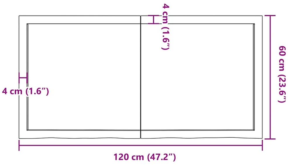 Stalviršis, tamsiai rudas, 120x60x(2-4) cm, ąžuolo masyvas