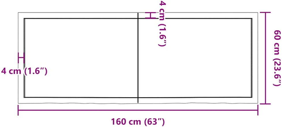 Stalviršis, tamsiai rudas, 160x60x(2-4) cm, ąžuolo masyvas