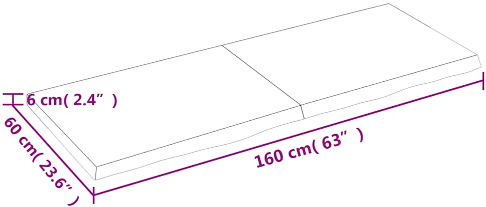 Stalviršis, tamsiai rudas, 160x60x(2-6) cm, ąžuolo masyvas